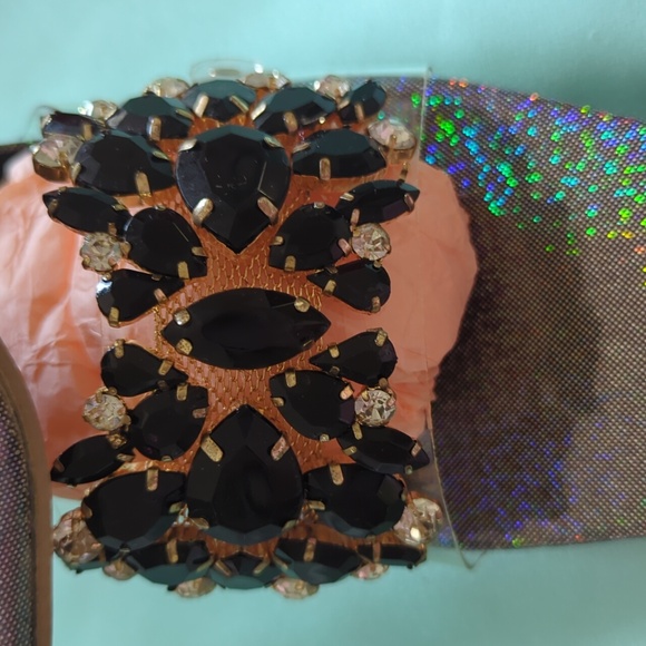 Lucite/Plastic Black Rhinestone Heels Size 10.5 - Picture 12 of 12